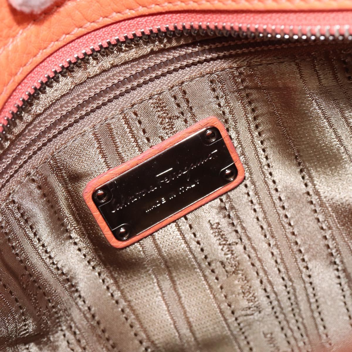 Salvatore Ferragamo Sofia Gancini Bag Leather 2way Orange Silver Auth 199221V