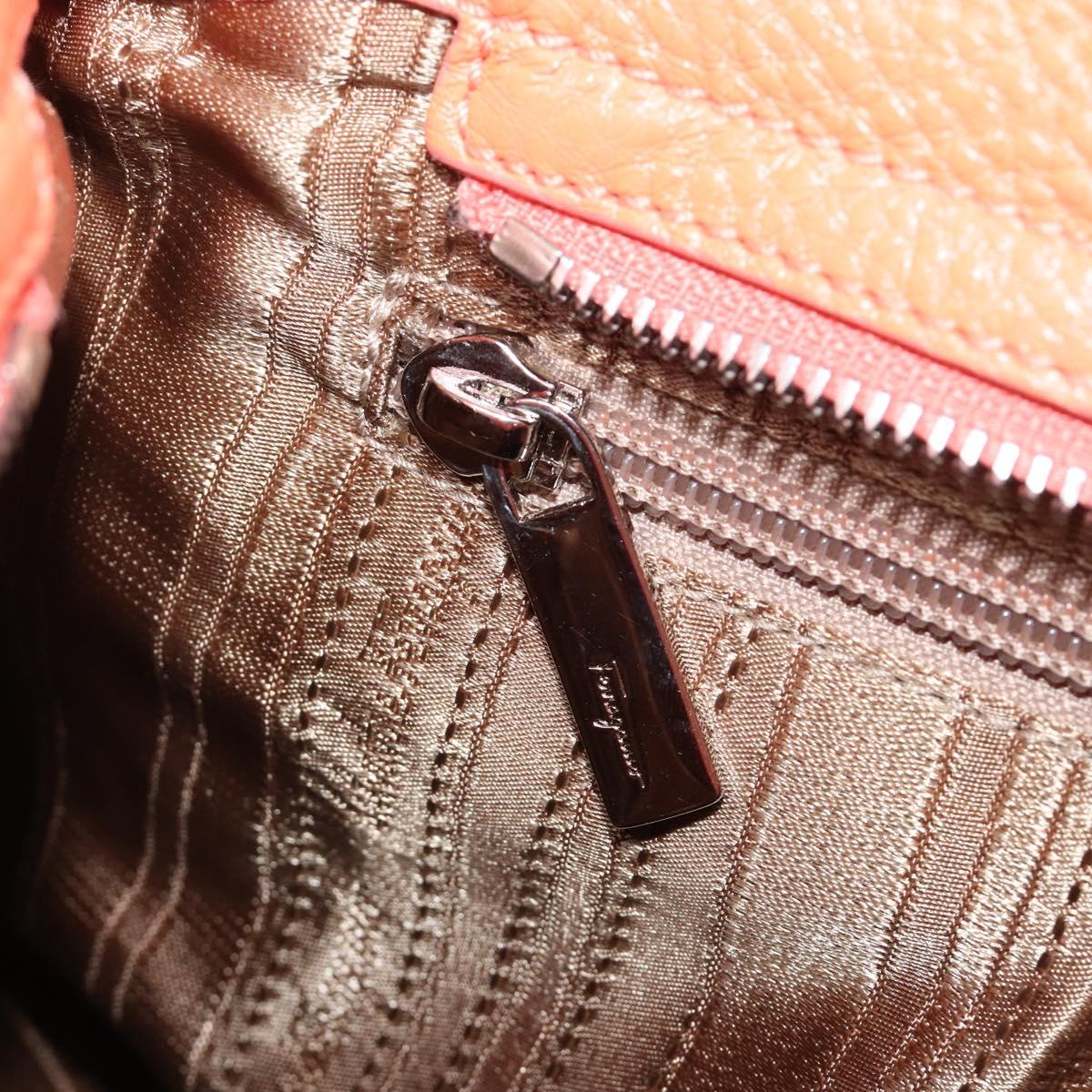Salvatore Ferragamo Sofia Gancini Bag Leather 2way Orange Silver Auth 199221V