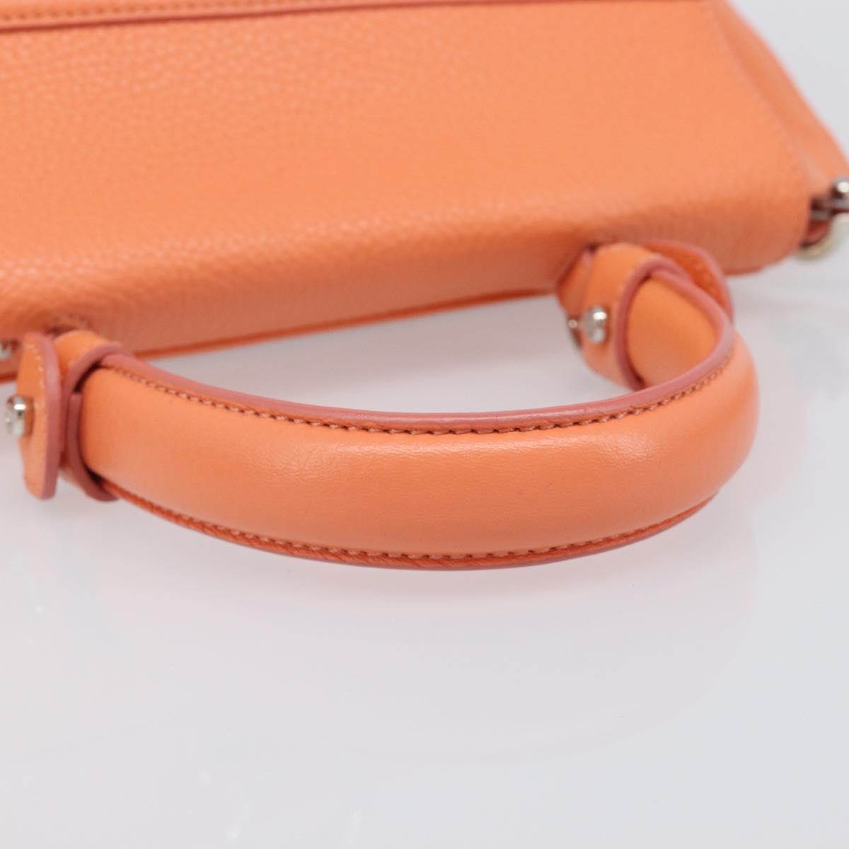 Salvatore Ferragamo Sofia Gancini Bag Leather 2way Orange Silver Auth 199221V
