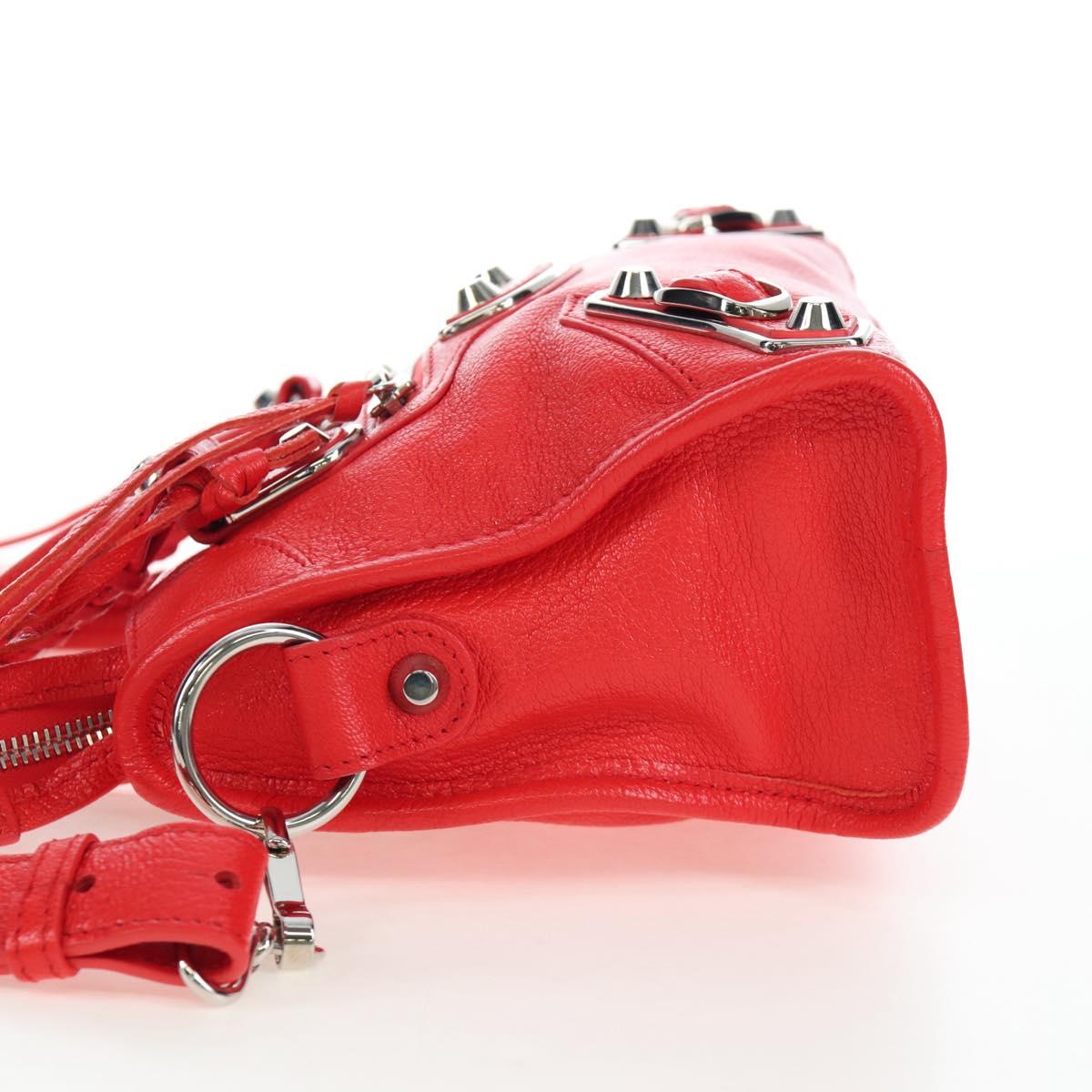 BALENCIAGA Metallic Edge Mini City Bag Leather 2way Red 390160 Auth 199223M
