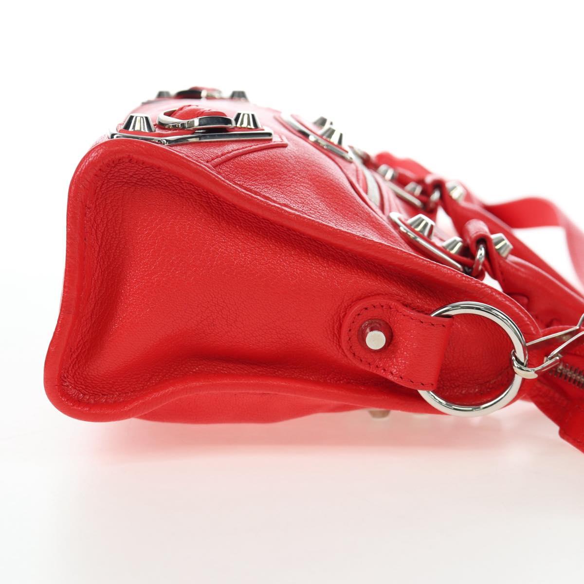 BALENCIAGA Metallic Edge Mini City Bag Leather 2way Red 390160 Auth 199223M