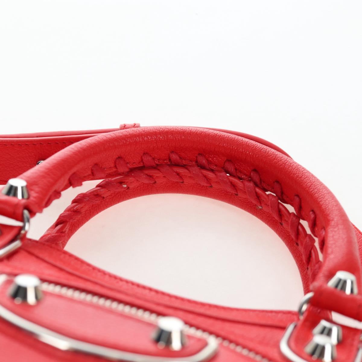 BALENCIAGA Metallic Edge Mini City Bag Leather 2way Red 390160 Auth 199223M