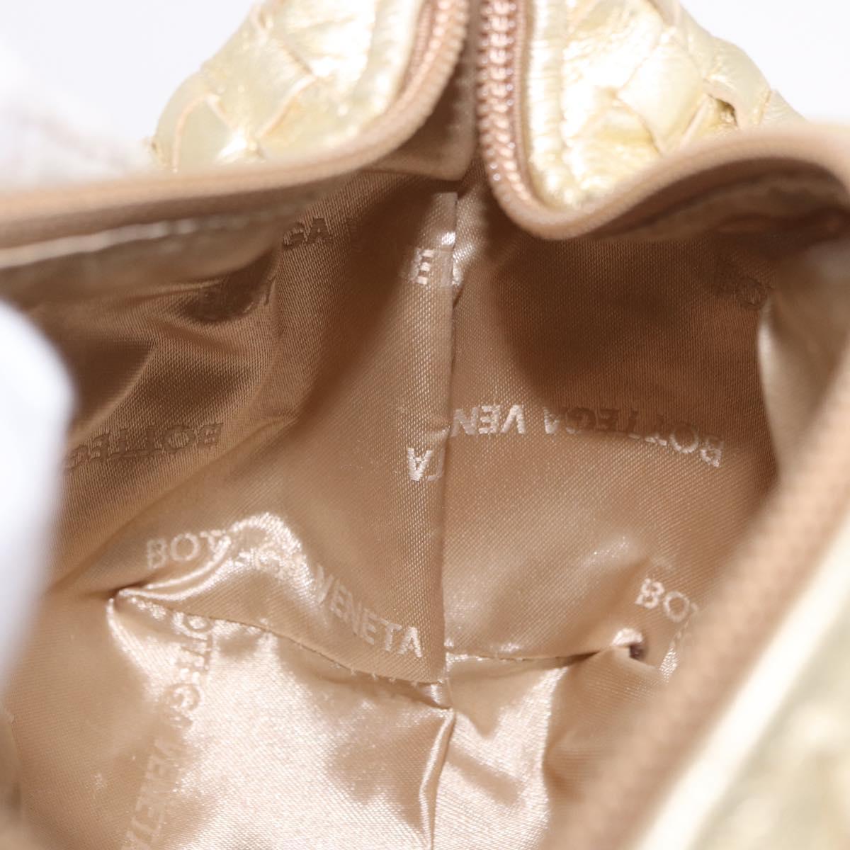 BOTTEGA VENETA INTRECCIATO Hand Pouch Leather Gold Auth 199226V