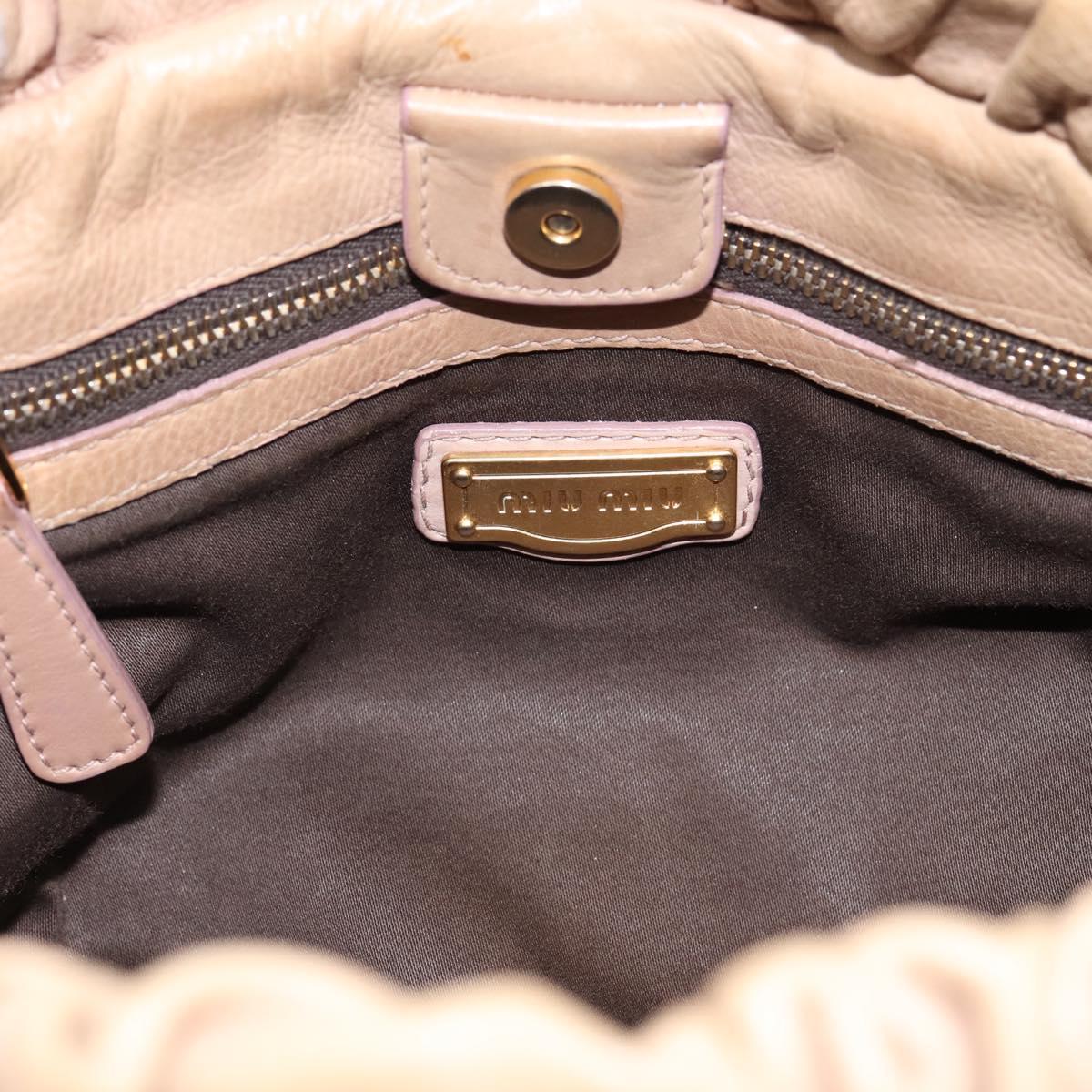 Miu Miu Hand Bag Leather 2way Beige Gold Tone Auth 199333A