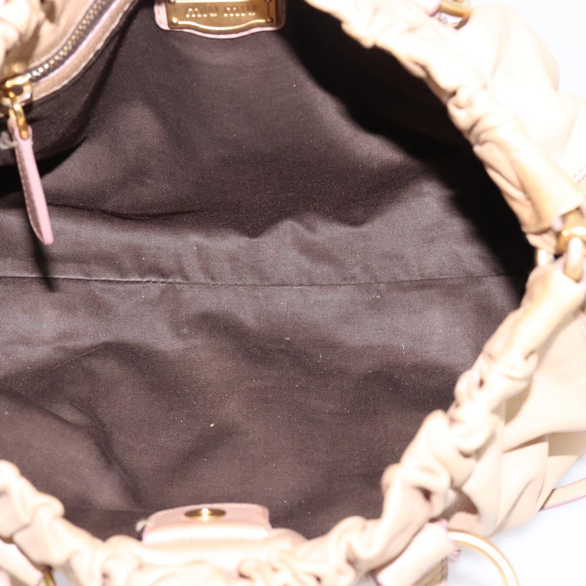Miu Miu Hand Bag Leather 2way Beige Gold Tone Auth 199333A