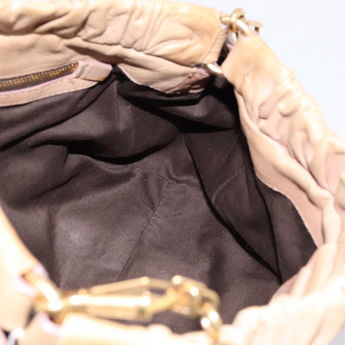 Miu Miu Hand Bag Leather 2way Beige Gold Tone Auth 199333A