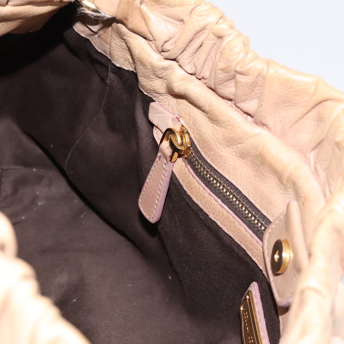 Miu Miu Hand Bag Leather 2way Beige Gold Tone Auth 199333A