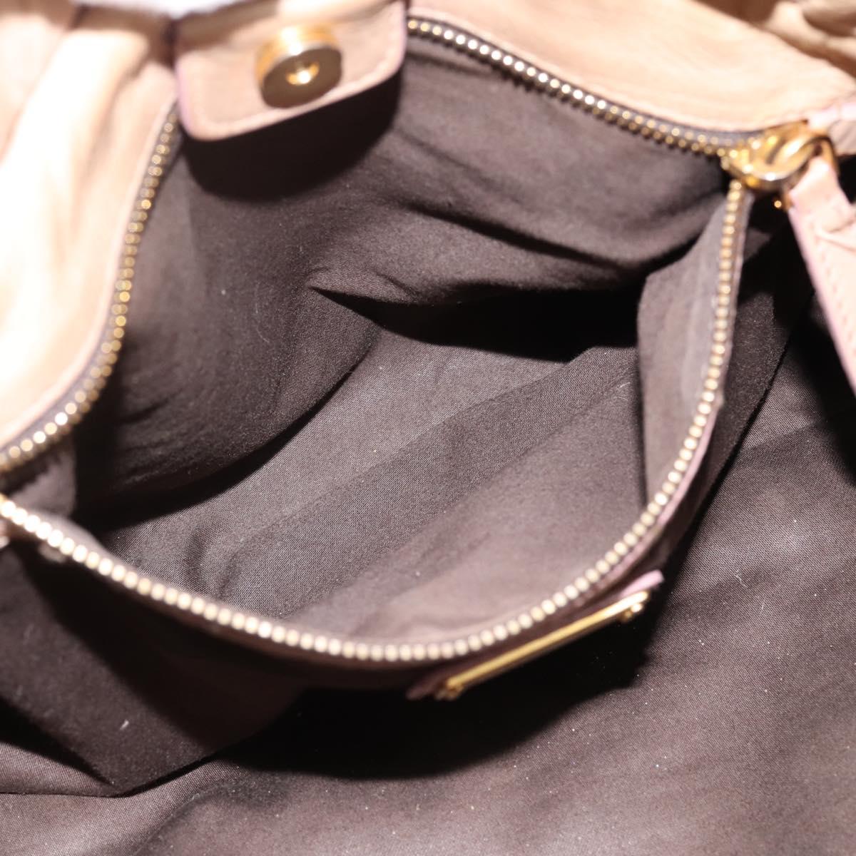 Miu Miu Hand Bag Leather 2way Beige Gold Tone Auth 199333A