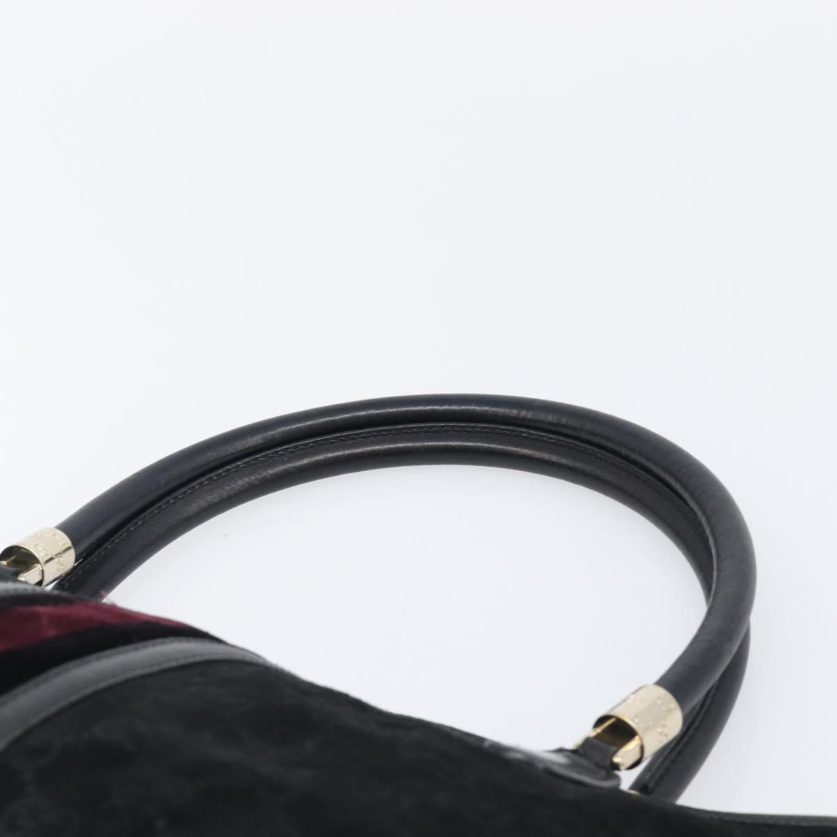 GUCCI GG Hand Bag Suede Black Gold Tone 161717 Auth 199335A