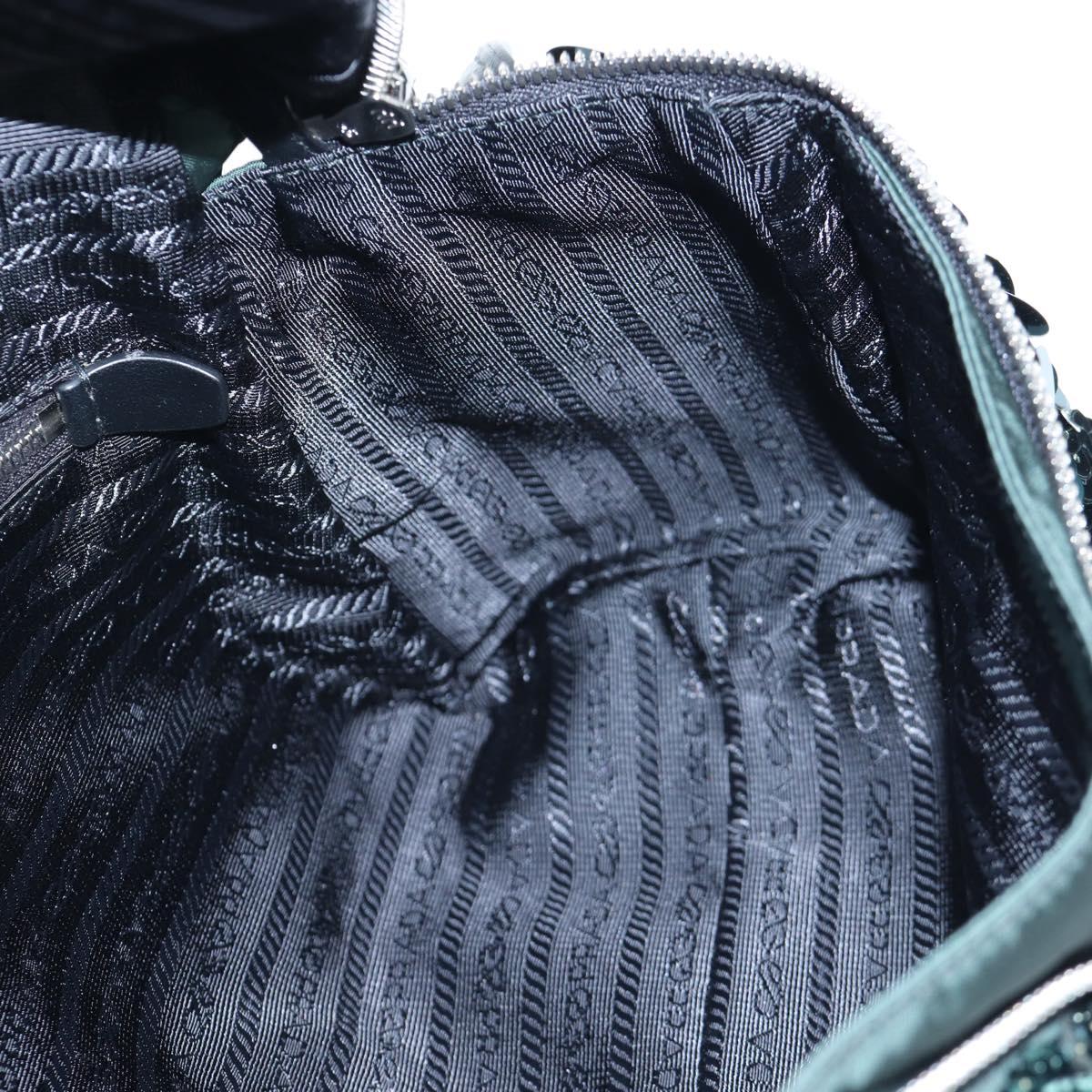 PRADA Shoulder Bag Sequin Green Silver Auth 199336SM