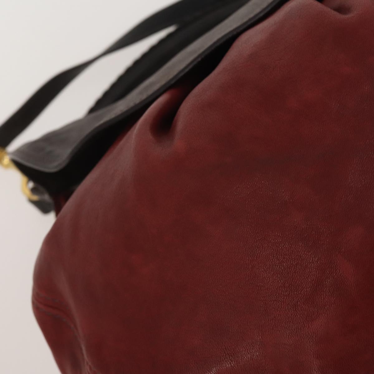 Miu Miu Hand Bag Leather 2way Red Gold Tone Auth 199339A