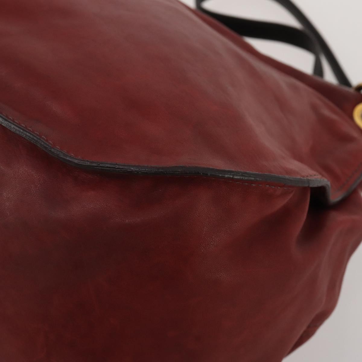 Miu Miu Hand Bag Leather 2way Red Gold Tone Auth 199339A