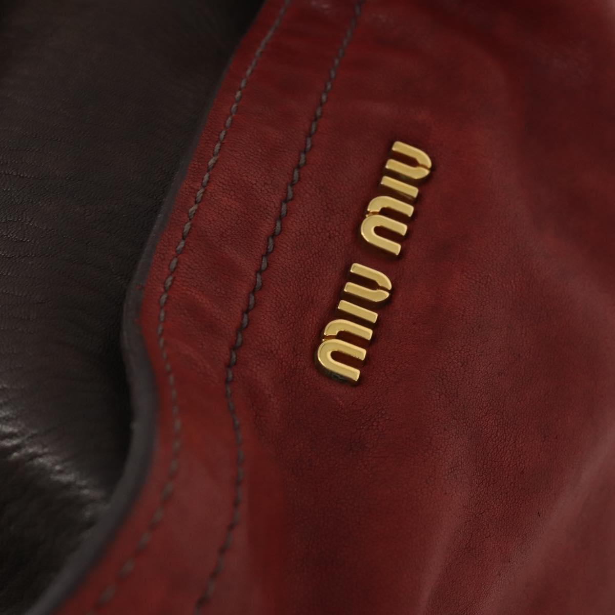 Miu Miu Hand Bag Leather 2way Red Gold Tone Auth 199339A