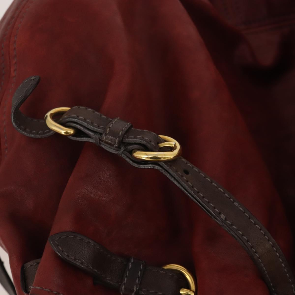 Miu Miu Hand Bag Leather 2way Red Gold Tone Auth 199339A