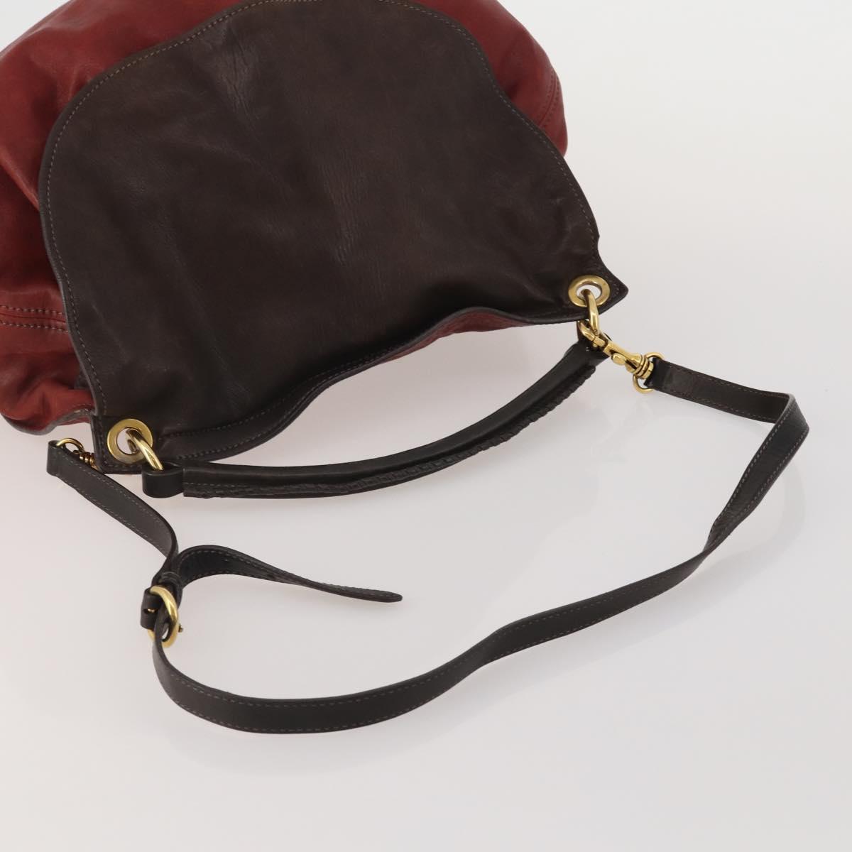 Miu Miu Hand Bag Leather 2way Red Gold Tone Auth 199339A