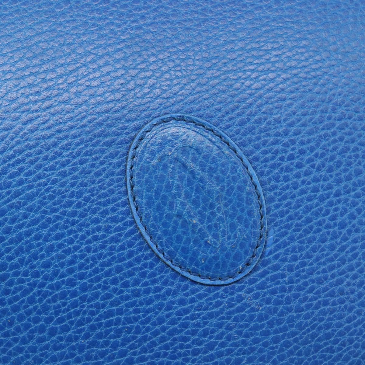 CARTIER Must Line Shoulder Bag Leather Blue Gold Tone Auth 199340
