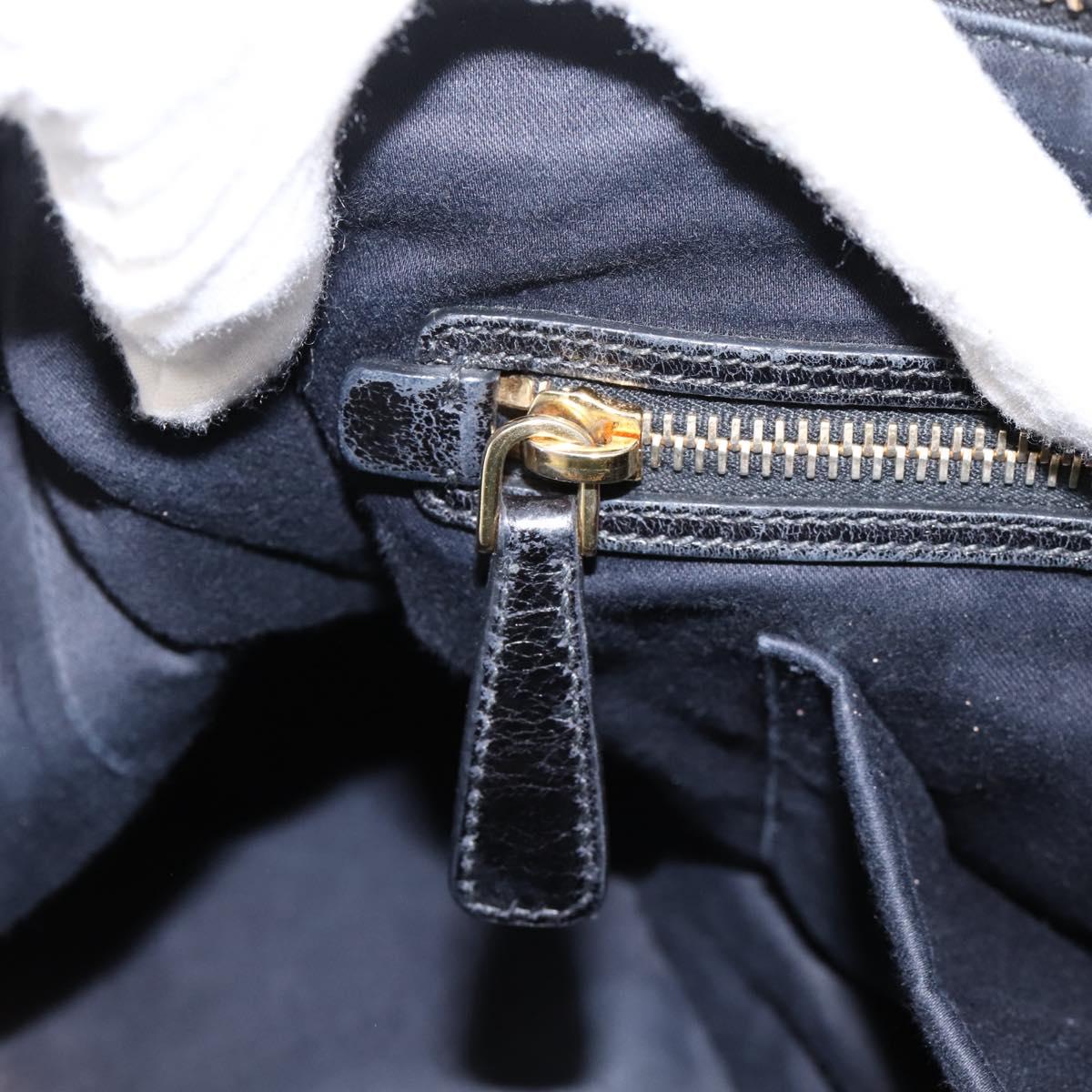 Miu Miu Vittello Shine Hand Bag Leather 2way Black Gold Tone Auth 199341V