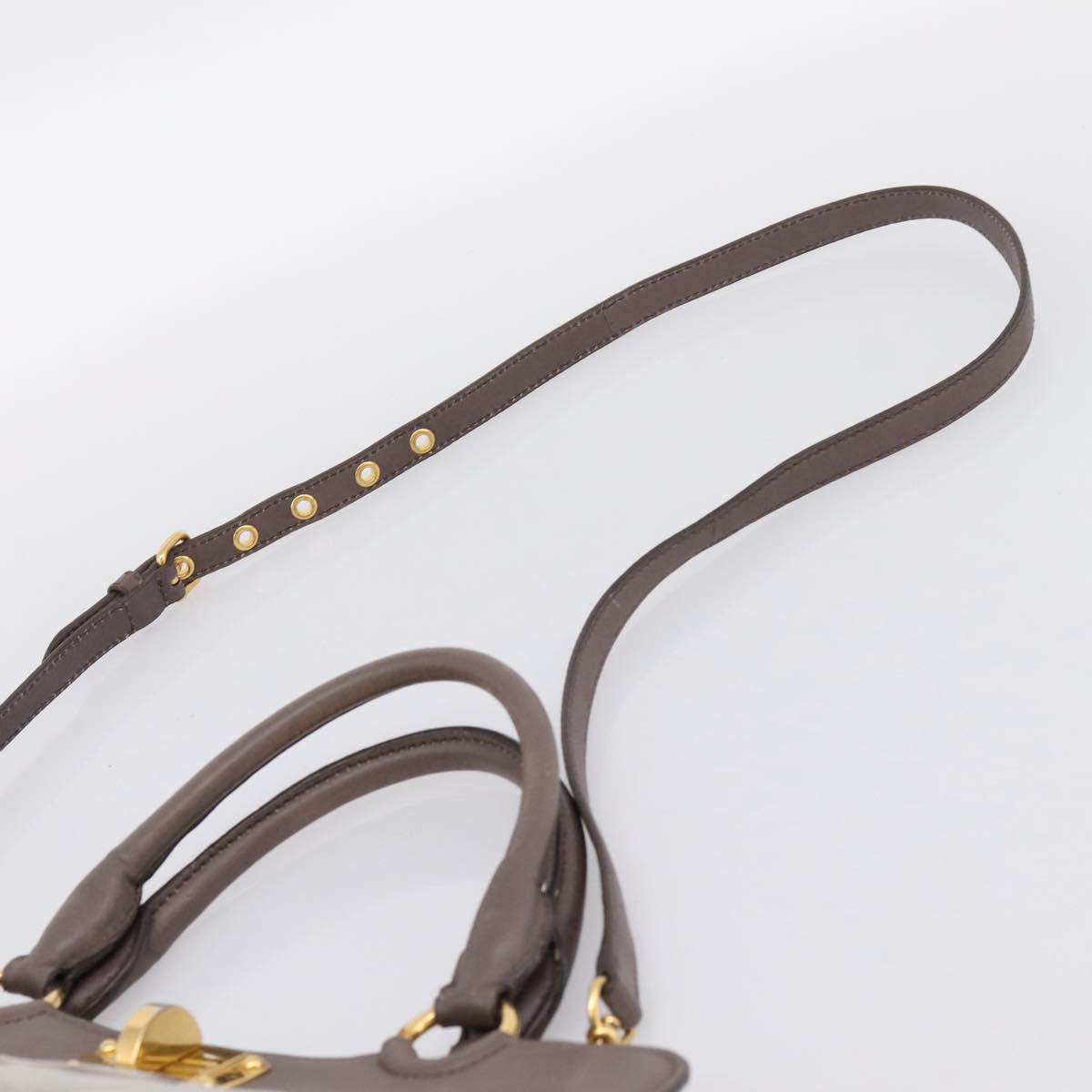 Miu Miu Matelasse Hand Bag Leather 2way Gray Gold Tone Auth 199342A