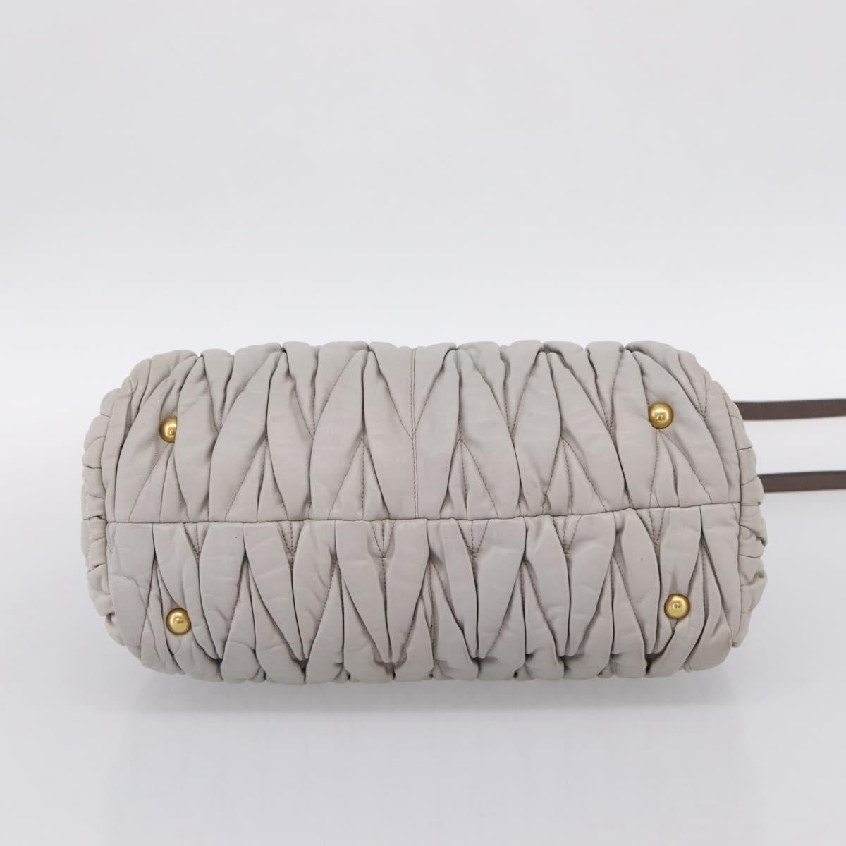 Miu Miu Matelasse Hand Bag Leather 2way Gray Gold Tone Auth 199342A