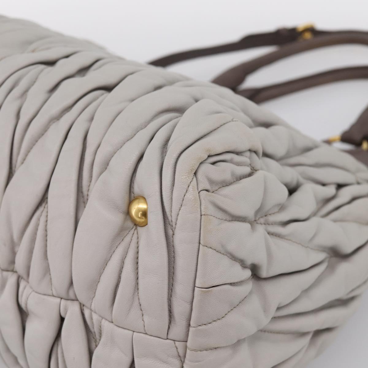 Miu Miu Matelasse Hand Bag Leather 2way Gray Gold Tone Auth 199342A