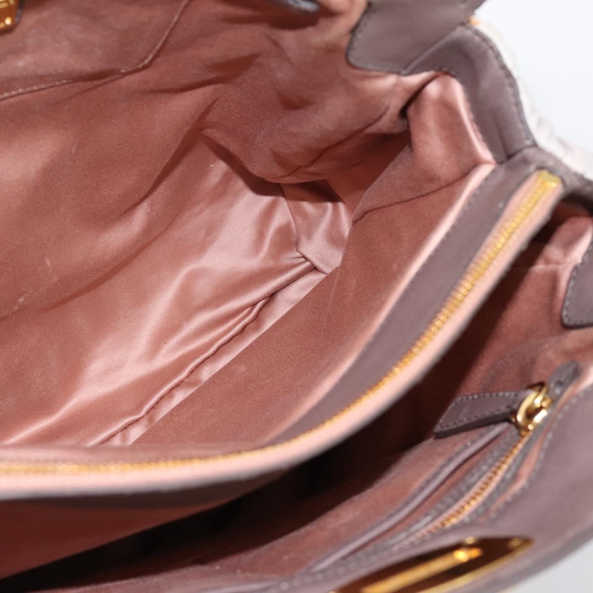 Miu Miu Matelasse Hand Bag Leather 2way Gray Gold Tone Auth 199342A