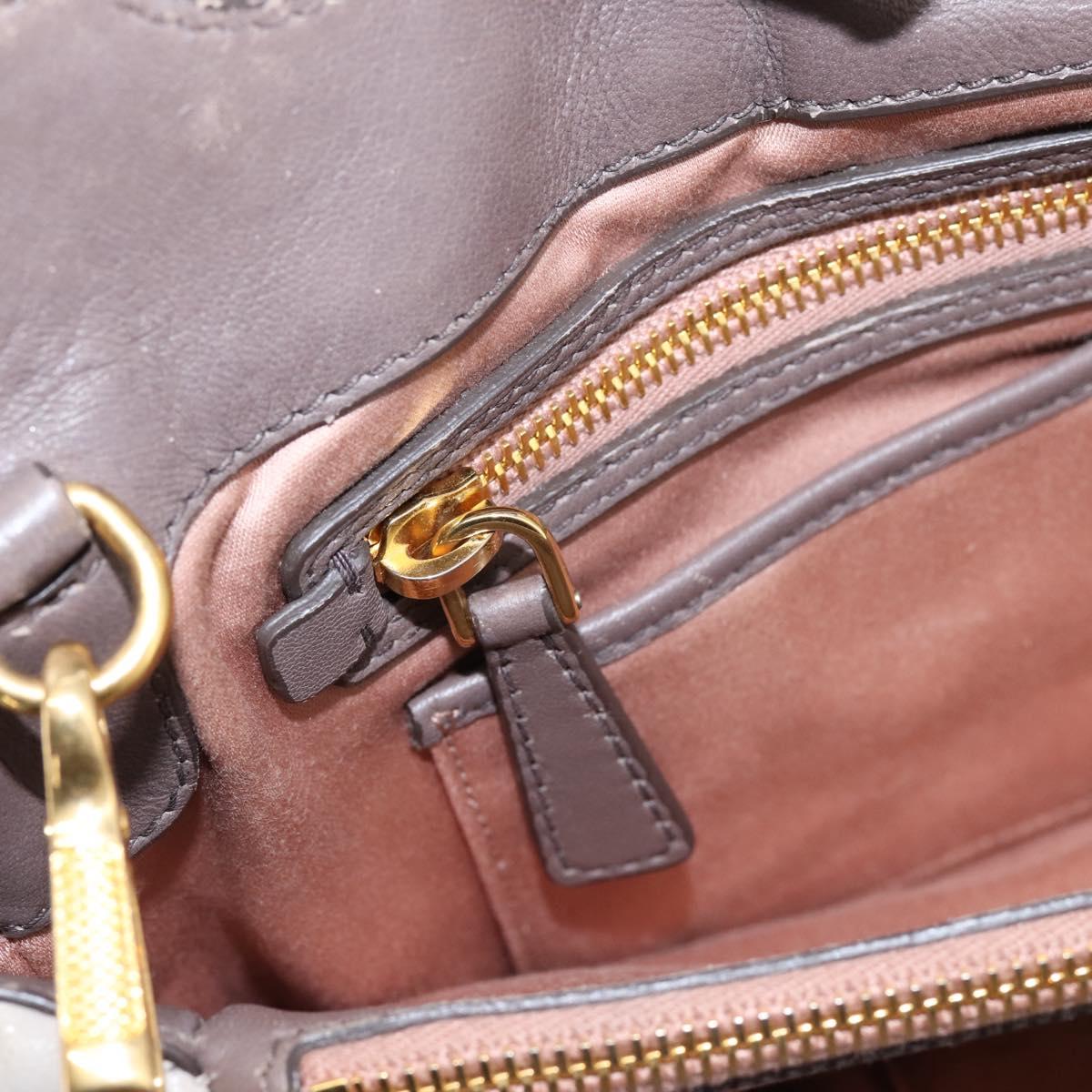 Miu Miu Matelasse Hand Bag Leather 2way Gray Gold Tone Auth 199342A