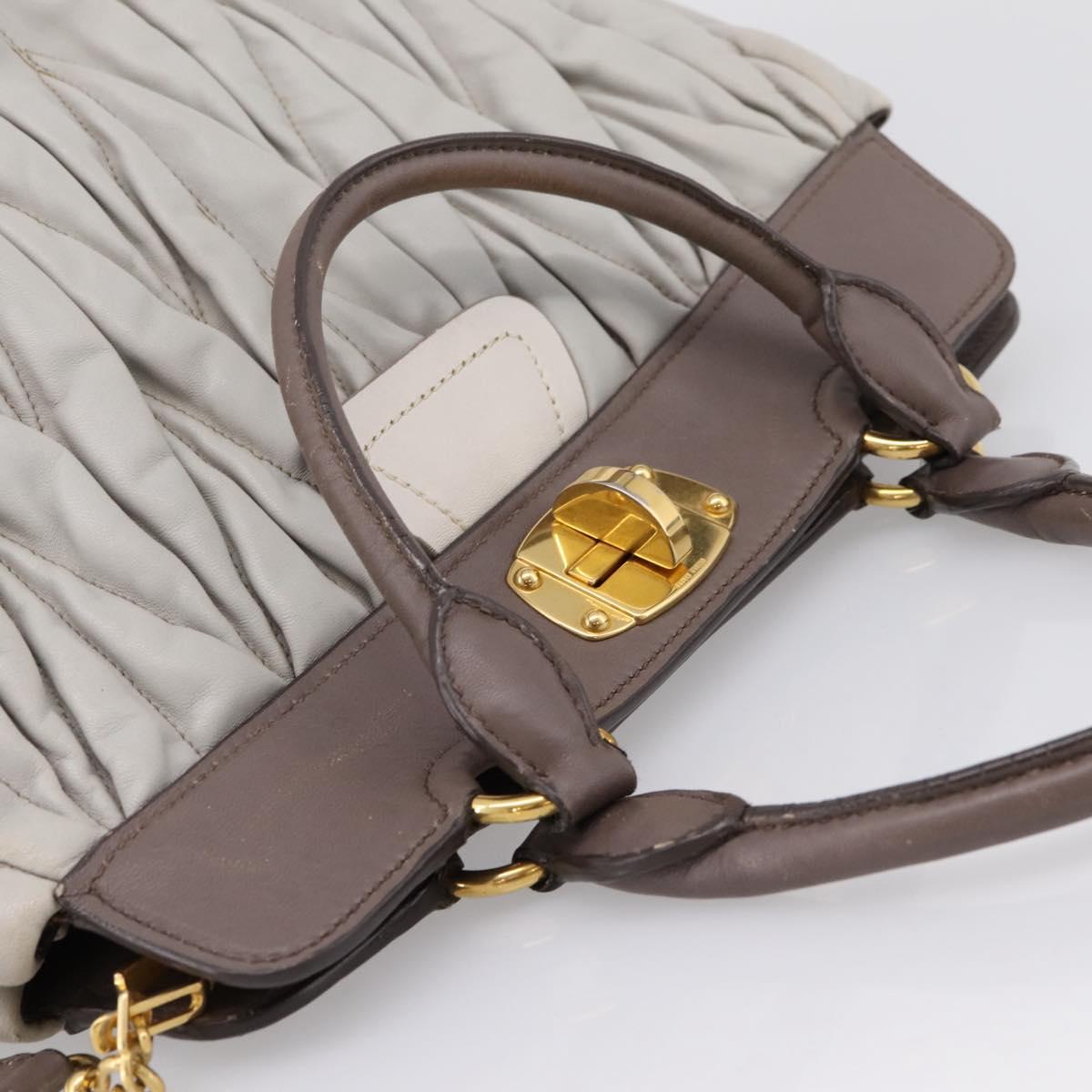 Miu Miu Matelasse Hand Bag Leather 2way Gray Gold Tone Auth 199342A