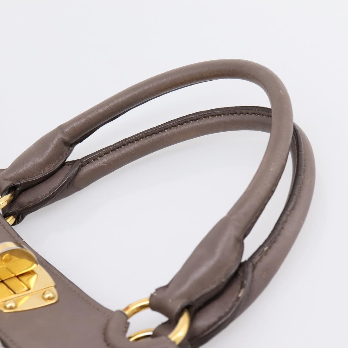 Miu Miu Matelasse Hand Bag Leather 2way Gray Gold Tone Auth 199342A