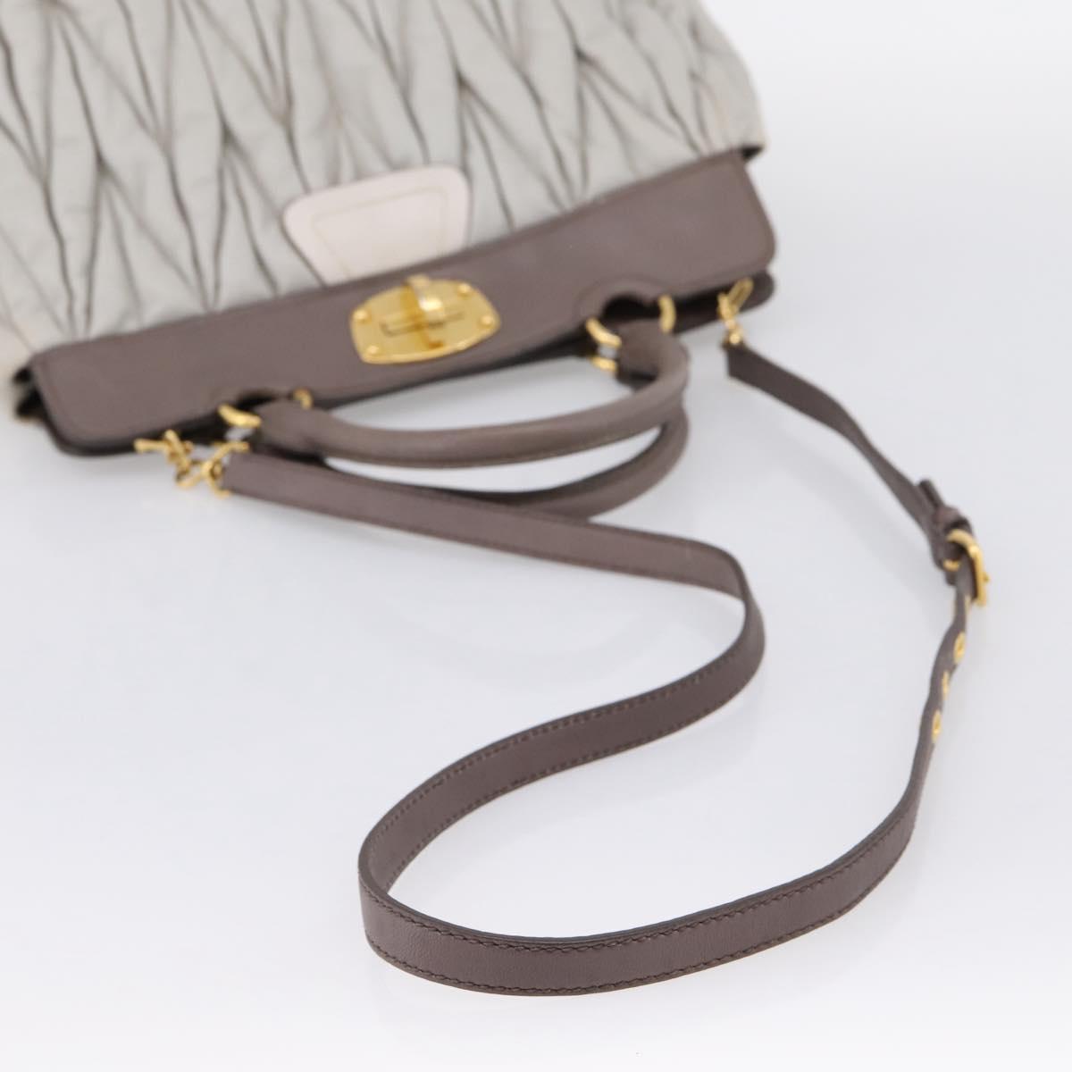 Miu Miu Matelasse Hand Bag Leather 2way Gray Gold Tone Auth 199342A