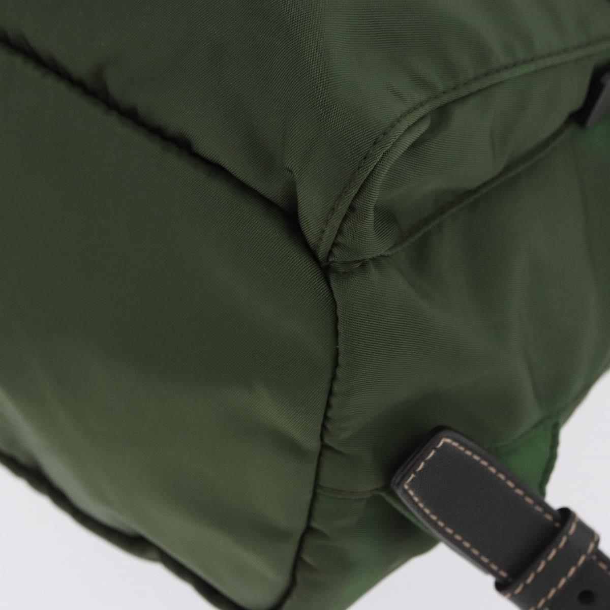 PRADA Backpack Nylon Green Gold Tone Auth 199343A
