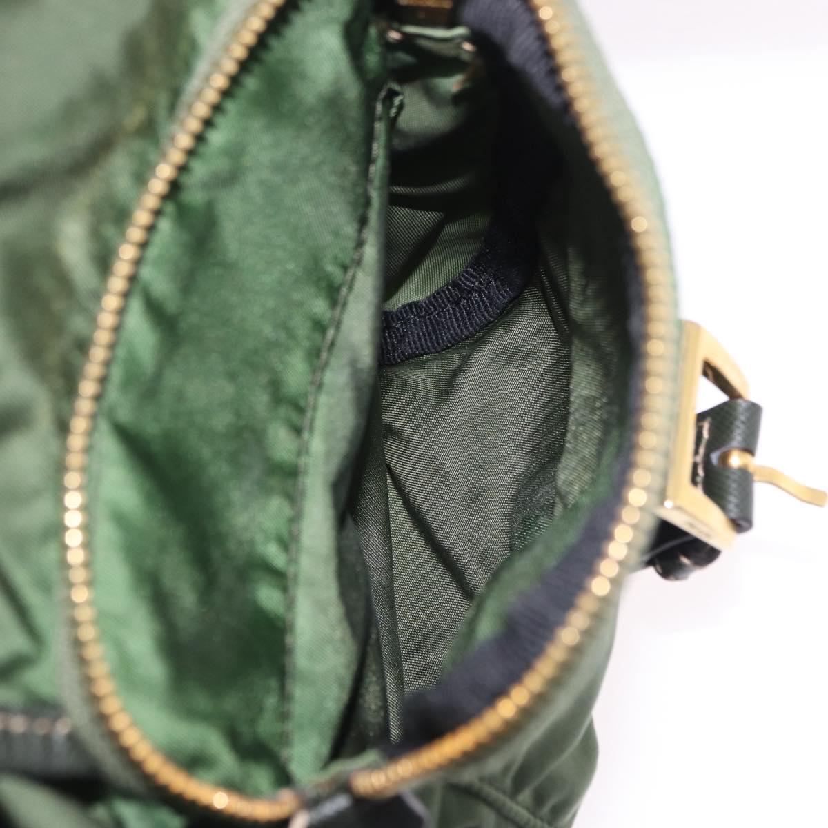 PRADA Backpack Nylon Green Gold Tone Auth 199343A