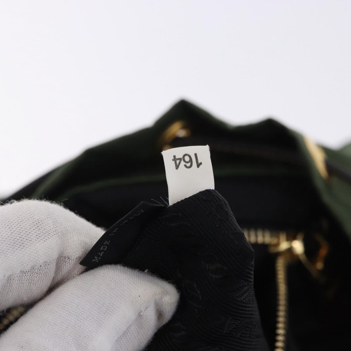 PRADA Backpack Nylon Green Gold Tone Auth 199343A