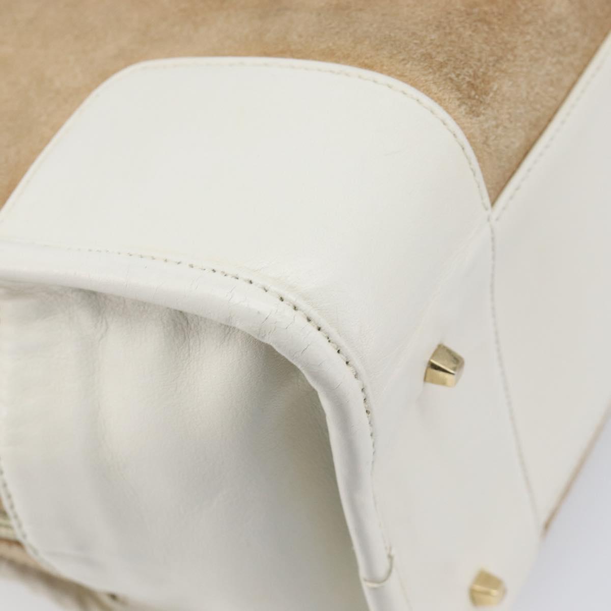 LOEWE Amazona 32 Hand Bag Suede Beige Gold Tone Auth 199344A