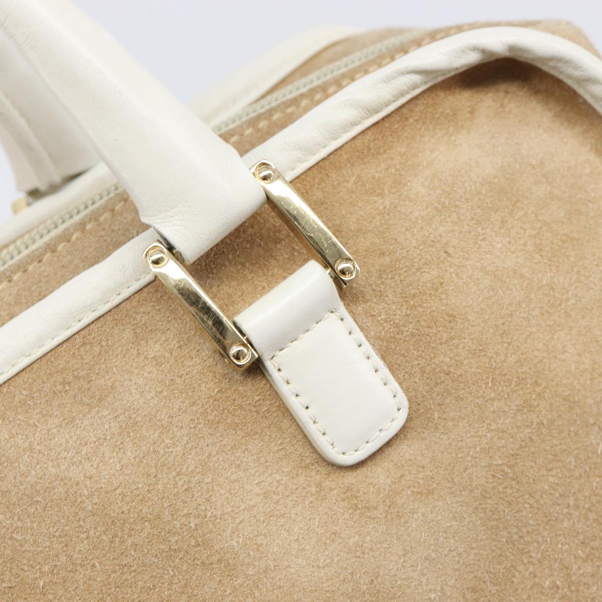 LOEWE Amazona 32 Hand Bag Suede Beige Gold Tone Auth 199344A