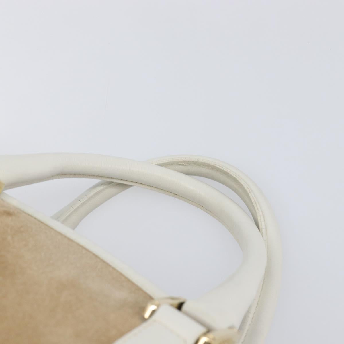 LOEWE Amazona 32 Hand Bag Suede Beige Gold Tone Auth 199344A