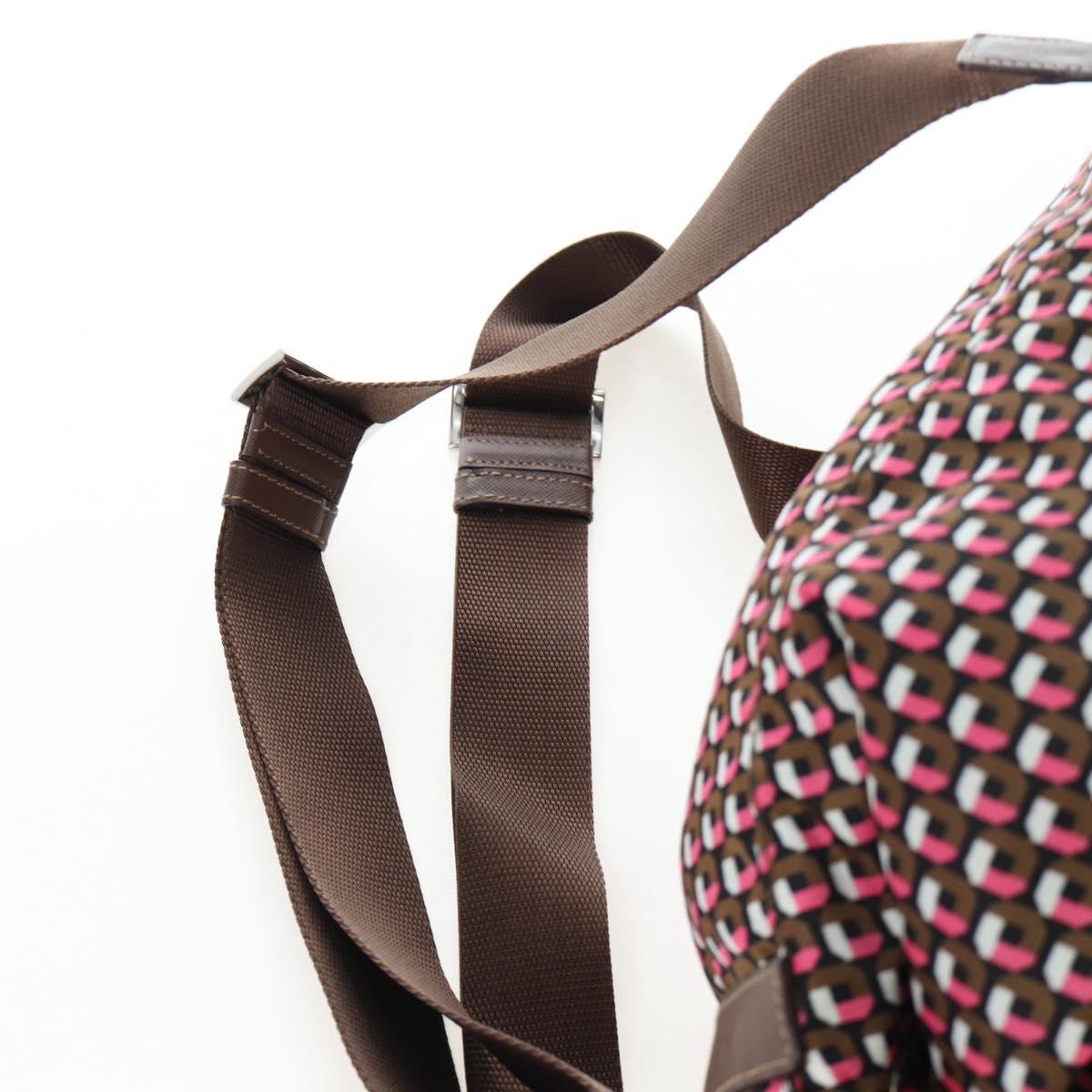 PRADA Backpack Nylon Pink Brown Auth 199345V