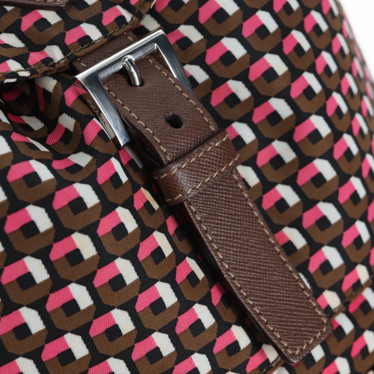 PRADA Backpack Nylon Pink Brown Auth 199345V