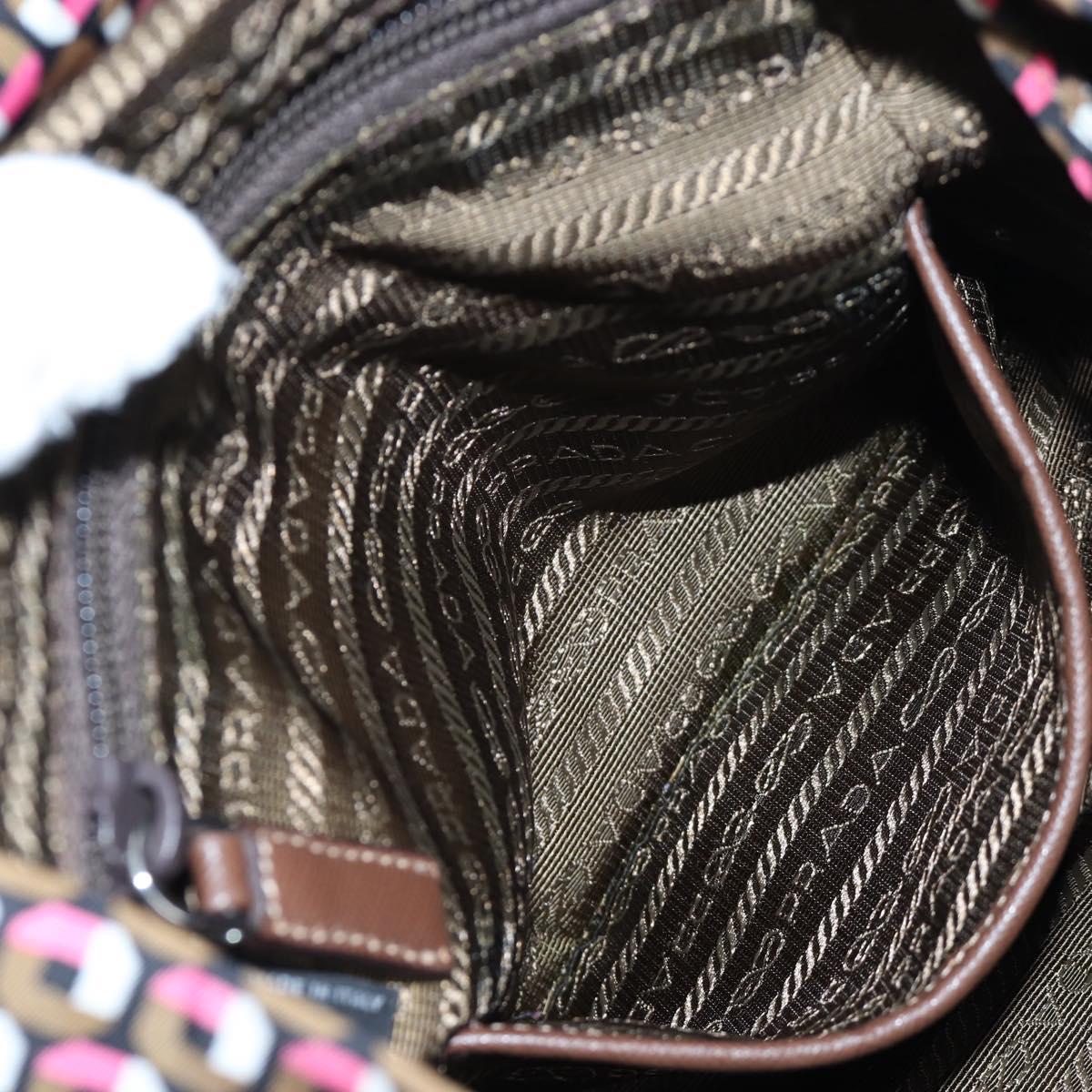 PRADA Backpack Nylon Pink Brown Auth 199345V