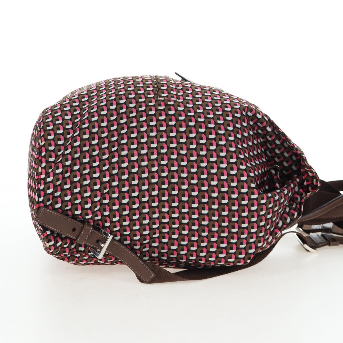 PRADA Backpack Nylon Pink Brown Auth 199345V