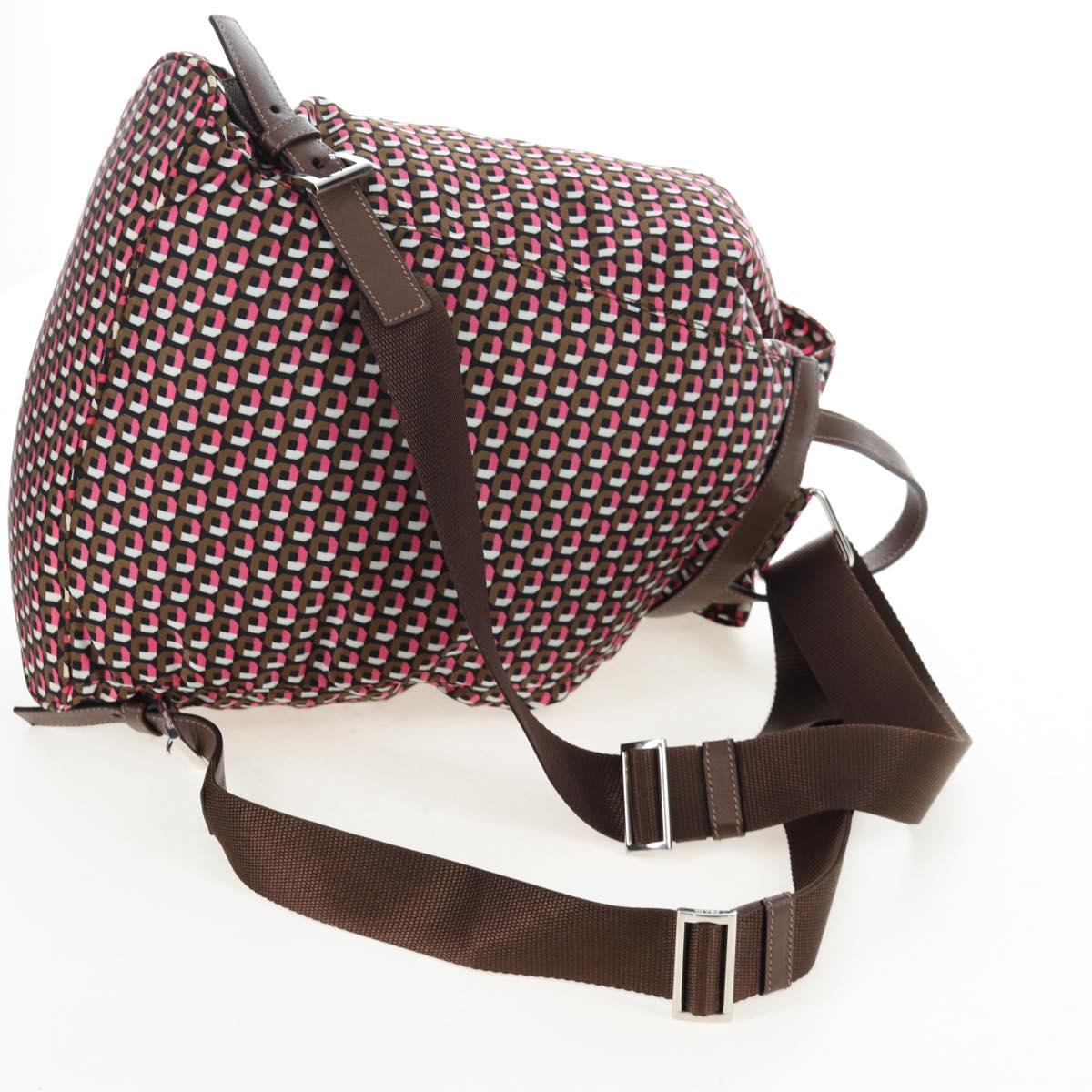 PRADA Backpack Nylon Pink Brown Auth 199345V