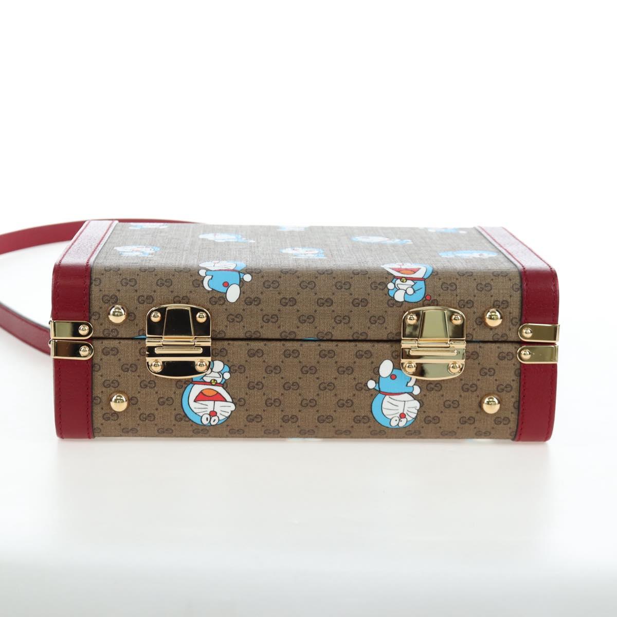 GUCCI Micro GG Supreme Doraemon Hand Bag PVC 2way Brown 633587 Auth 199346SM