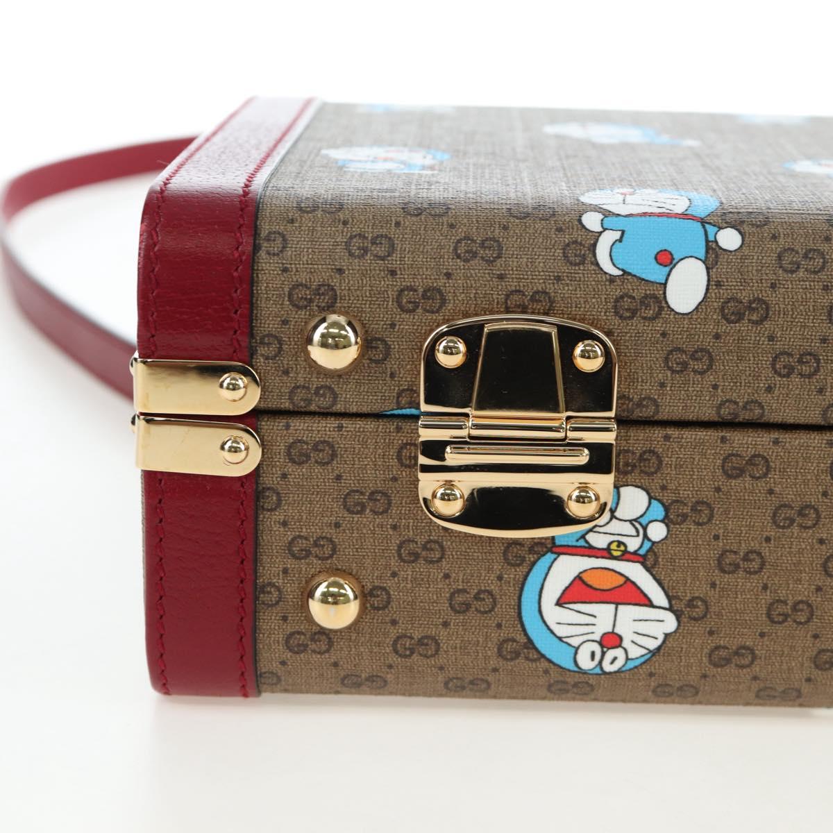 GUCCI Micro GG Supreme Doraemon Hand Bag PVC 2way Brown 633587 Auth 199346SM