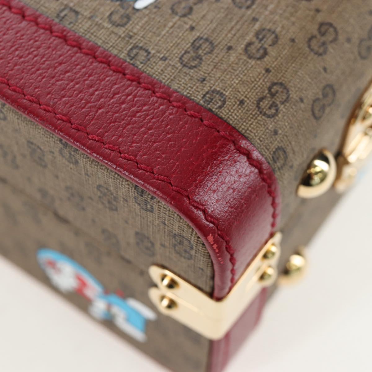 GUCCI Micro GG Supreme Doraemon Hand Bag PVC 2way Brown 633587 Auth 199346SM