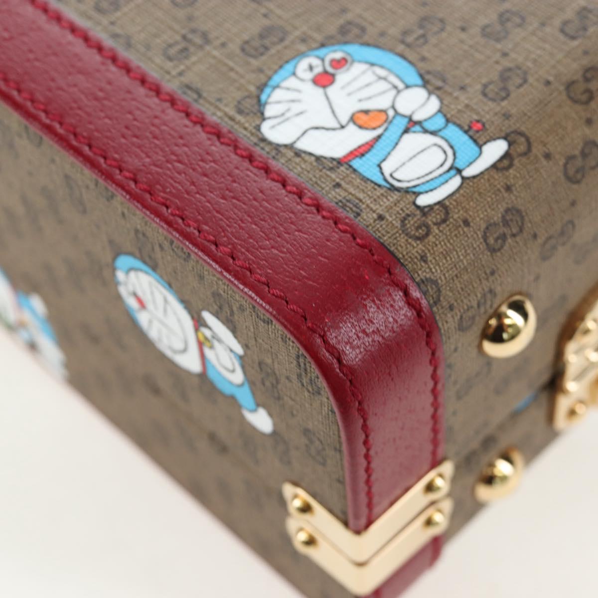 GUCCI Micro GG Supreme Doraemon Hand Bag PVC 2way Brown 633587 Auth 199346SM