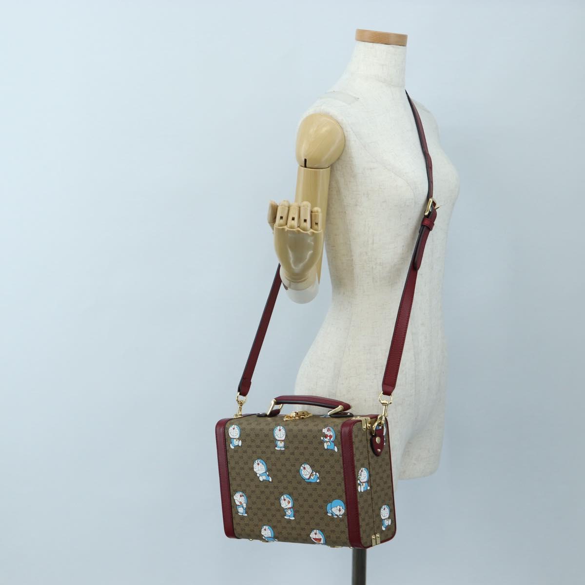 GUCCI Micro GG Supreme Doraemon Hand Bag PVC 2way Brown 633587 Auth 199346SM