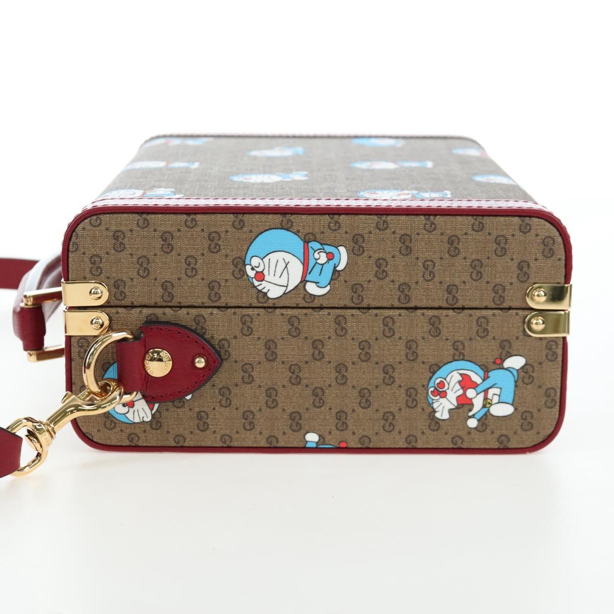 GUCCI Micro GG Supreme Doraemon Hand Bag PVC 2way Brown 633587 Auth 199346SM