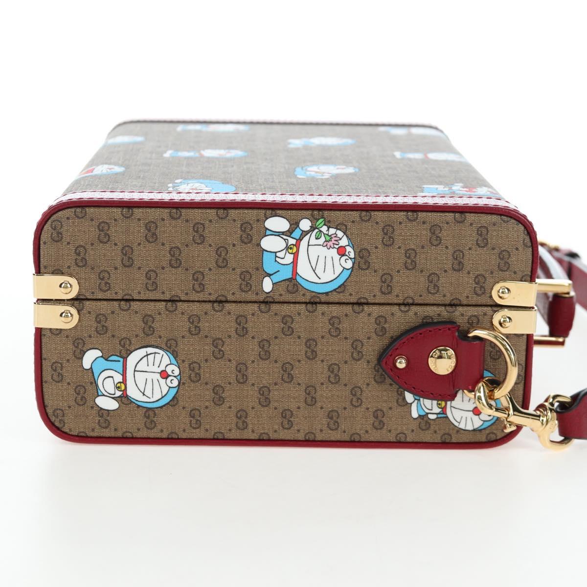 GUCCI Micro GG Supreme Doraemon Hand Bag PVC 2way Brown 633587 Auth 199346SM