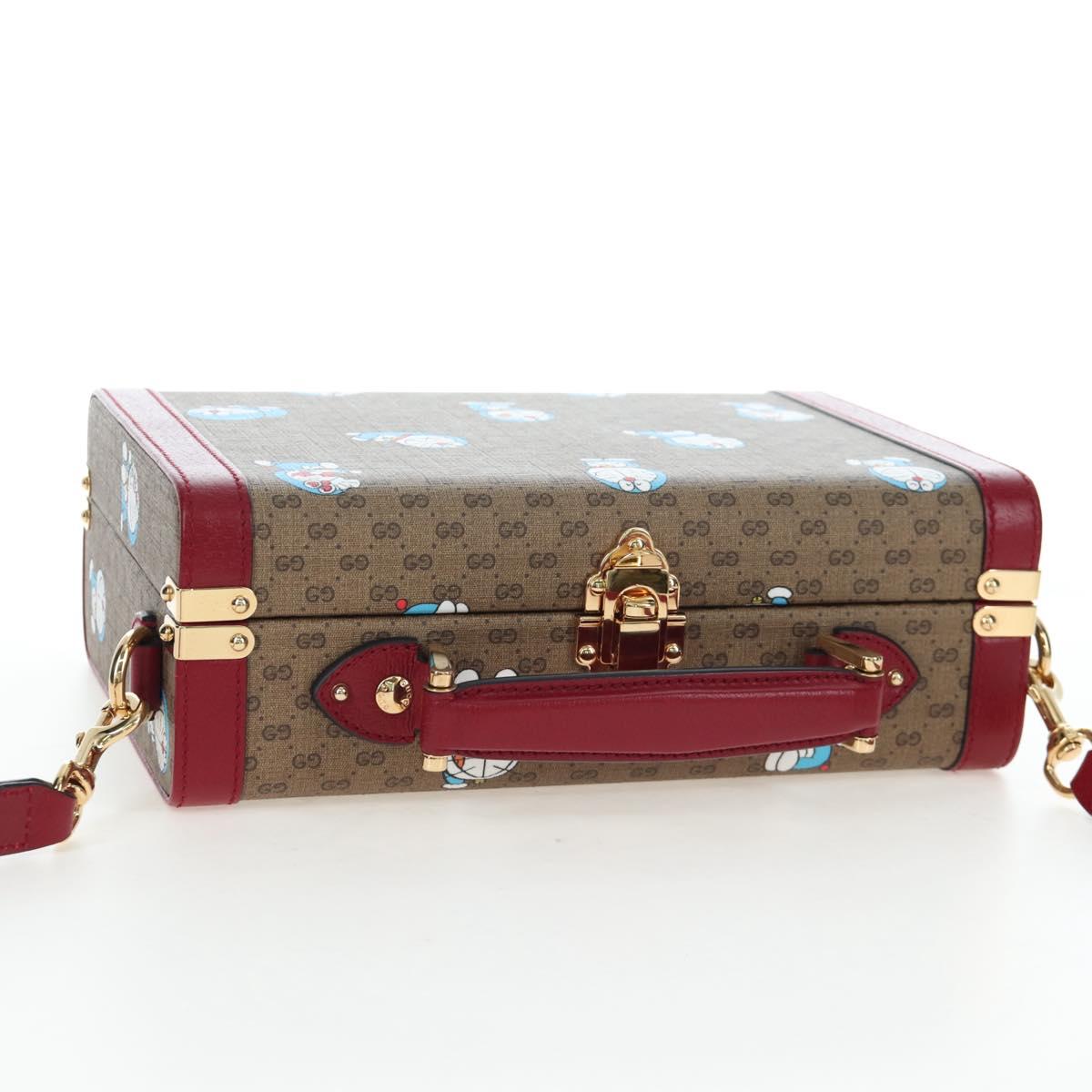 GUCCI Micro GG Supreme Doraemon Hand Bag PVC 2way Brown 633587 Auth 199346SM