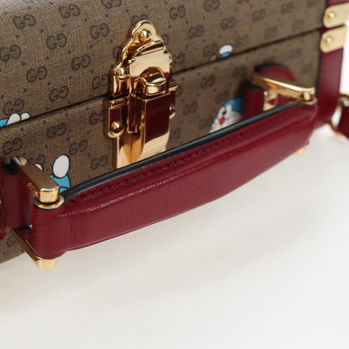 GUCCI Micro GG Supreme Doraemon Hand Bag PVC 2way Brown 633587 Auth 199346SM