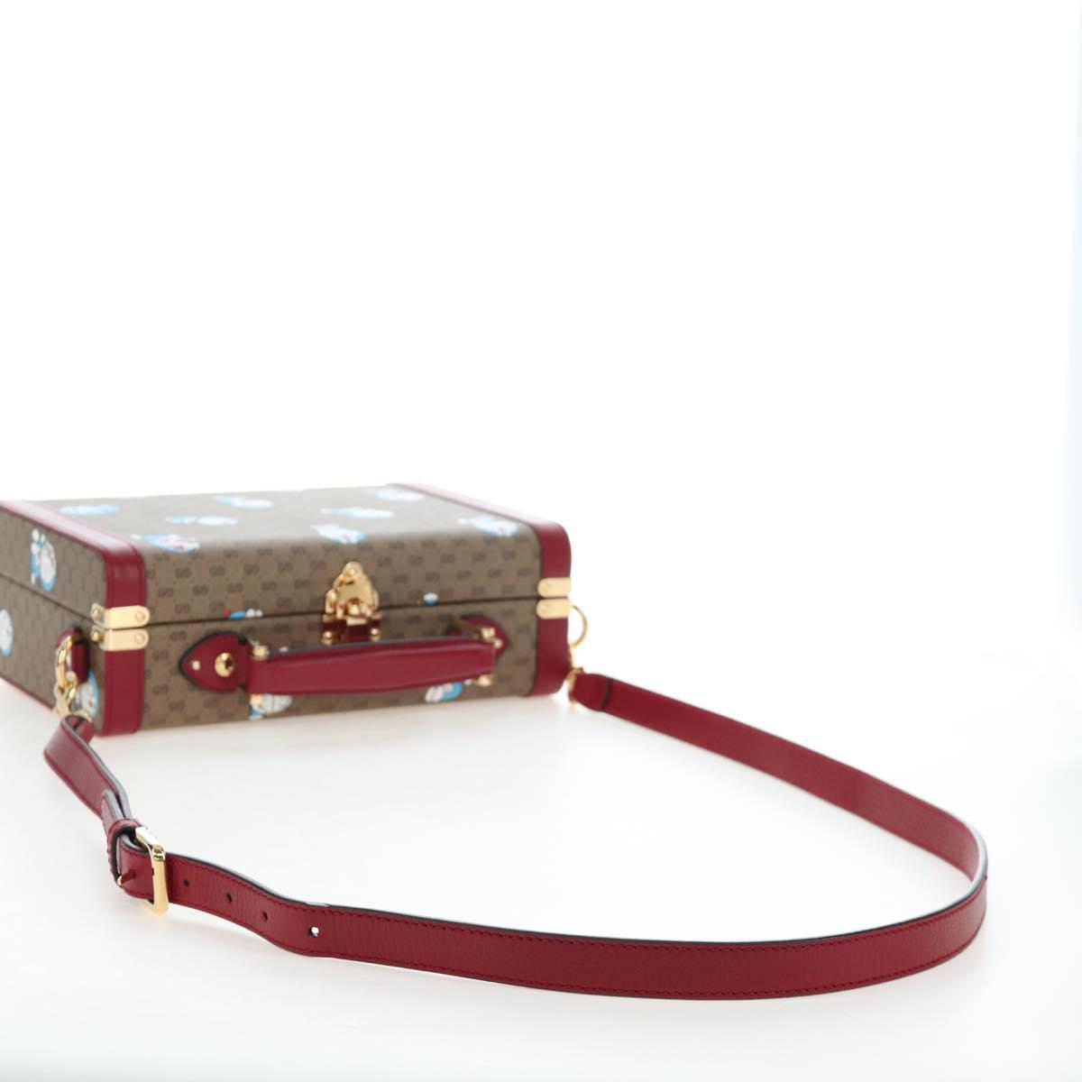 GUCCI Micro GG Supreme Doraemon Hand Bag PVC 2way Brown 633587 Auth 199346SM